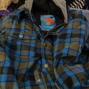 Burton Black and Blue Check dry ski/snowboard puffer Jacket Size XS